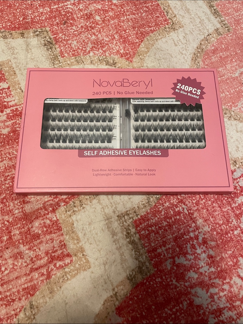 Pink Self Adhesive Eyelashes - 240 PCS